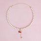 Charm Cream Pearl Cherry Red Heart Necklace Women