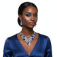 Blue Crystal Silver Leaf Petal Cut V Necklace