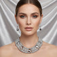 Silver Metallic Bead Woven Collar Bib Necklace