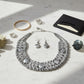 Silver Metallic Bead Woven Collar Bib Necklace
