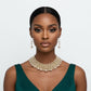 Brown Pearl Glass Bead Woven Collar Bib Necklace