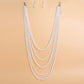 Pearl Necklace White 5 Strand Long Set for Women