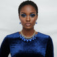 Clustered Blue Pearl Woven Cable Chain Necklace