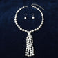 Tassel Pendant White Pearl with Silver Necklace