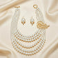 Cream Pearl Detachable Feather Brooch Necklace