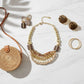 Wood Bead Natural and Glam Multi Layer Necklace