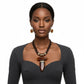 Caramel Brown Marbled Horn Pendant Cord Necklace