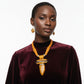 Orange Marbled Horn Pendant Multi Cord Necklace