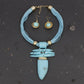 Turquoise Marbled Horn Pendant Multi Cord Necklace