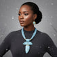 Turquoise Marbled Horn Pendant Multi Cord Necklace
