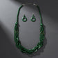 Long Green Wood Bead Earthy Energy Necklace