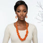 Long Orange Wood Bead Earthy Energy Necklace