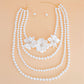 Pearl Necklace Cream Flower 4 Strand Set for Women