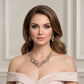 AKA Pink Green Crystal Cluster V Formal Necklace