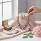 AKA Pink Green Crystal Cluster V Formal Necklace