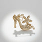 Brooch AKA Pink Green Crystal High Heel Flower Pin
