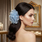 Blue Camellia Flower Sparkle Brooch Hair Clip