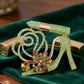 AKA Luminous Lipstick High Heel Green Gold Brooch
