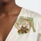 AKA Luminous Lipstick High Heel Green Gold Brooch