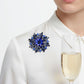 Brooch Large Navy Royal Blue Snowflake Flower Pin