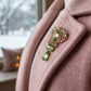 Brooch AKA Large Green Crystal Pink Rhinestone Pin