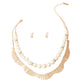 Fanned Gold and Pearl Necklace Set