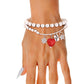 Silver Bead 2 Pcs Heart Charm Bracelets