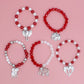 DST Red White Silver Elephant Charm Bracelet Set