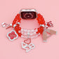 DST Sorority Red Clear Bead Watch Band for Women