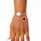 DST Sorority Red White Stone Clover Open Bangle