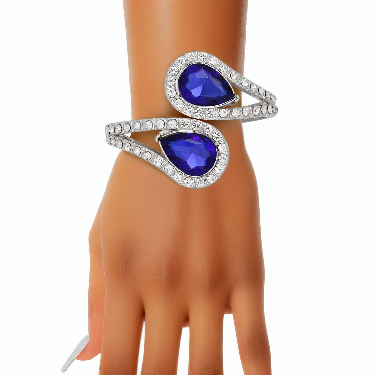 Cuff Brilliant Blue Teardrop Crystal Bracelet