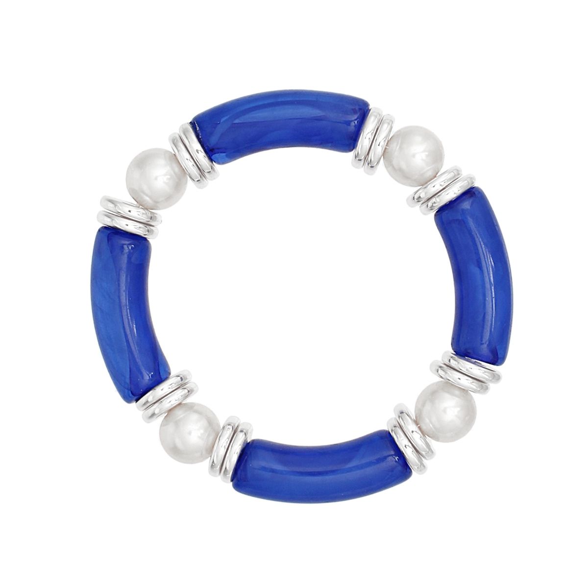 ZPB Marbled Blue with White Pearl Stretch Bracelet