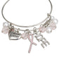 Breast Cancer Silver Wire Light Pink Charm Bangle