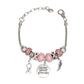Breast Cancer Silver Never Give Up Charm Bracelet