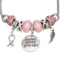 Breast Cancer Silver Never Give Up Charm Bracelet