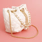 Mini Bucket White Quilted Parisian Lux Charm Bag