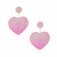Drop Sparkling Love Pink Heart Dangle Earrings