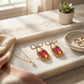 Dangle Date Night Purple Crystal Bow Earrings