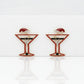 Stud Gold Tipsy Santa Red Martini Xmas Earrings