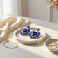 Stud Royal Blue Crystal and Glass Heart Earrings