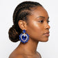 Stud Royal Blue Crystal and Glass Heart Earrings