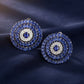 Clip On Blue Glass Teardrop Radiant Round Earrings