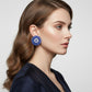 Clip On Blue Glass Teardrop Radiant Round Earrings