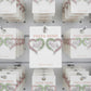AKA Sorority Heart Pink Green Bling Stud Earrings