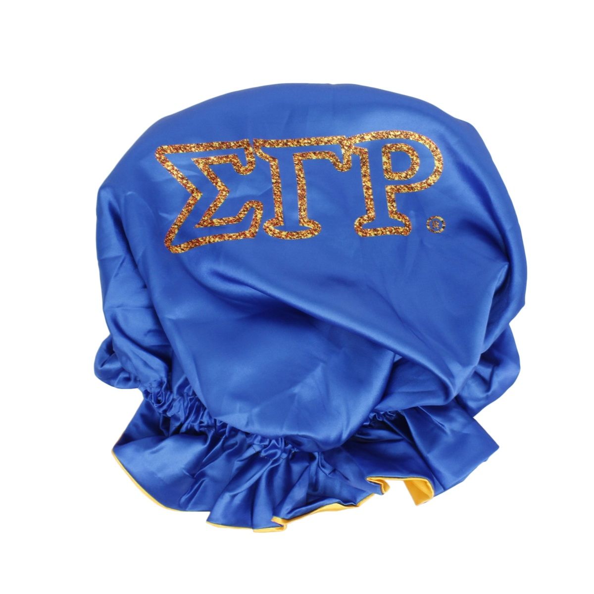 SGRHO Sorority Blue Gold Satin Sleep Bonnet Cap