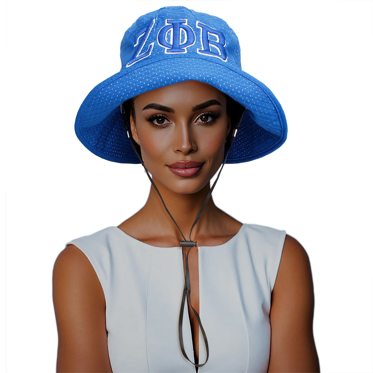ZPB Sorority Blue Mesh Embroidered Bucket Hat