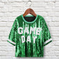 Jersey AKA Green White Sequin GAME DAY Crop Top