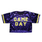 Jersey Purple Yellow Sequin GAME DAY Crop Top