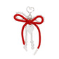 DST White Pearl and Red Cord Bows Heart Bag Clip