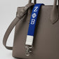ZPB Blue Canvas Embroidered Wristlet Strap Clip
